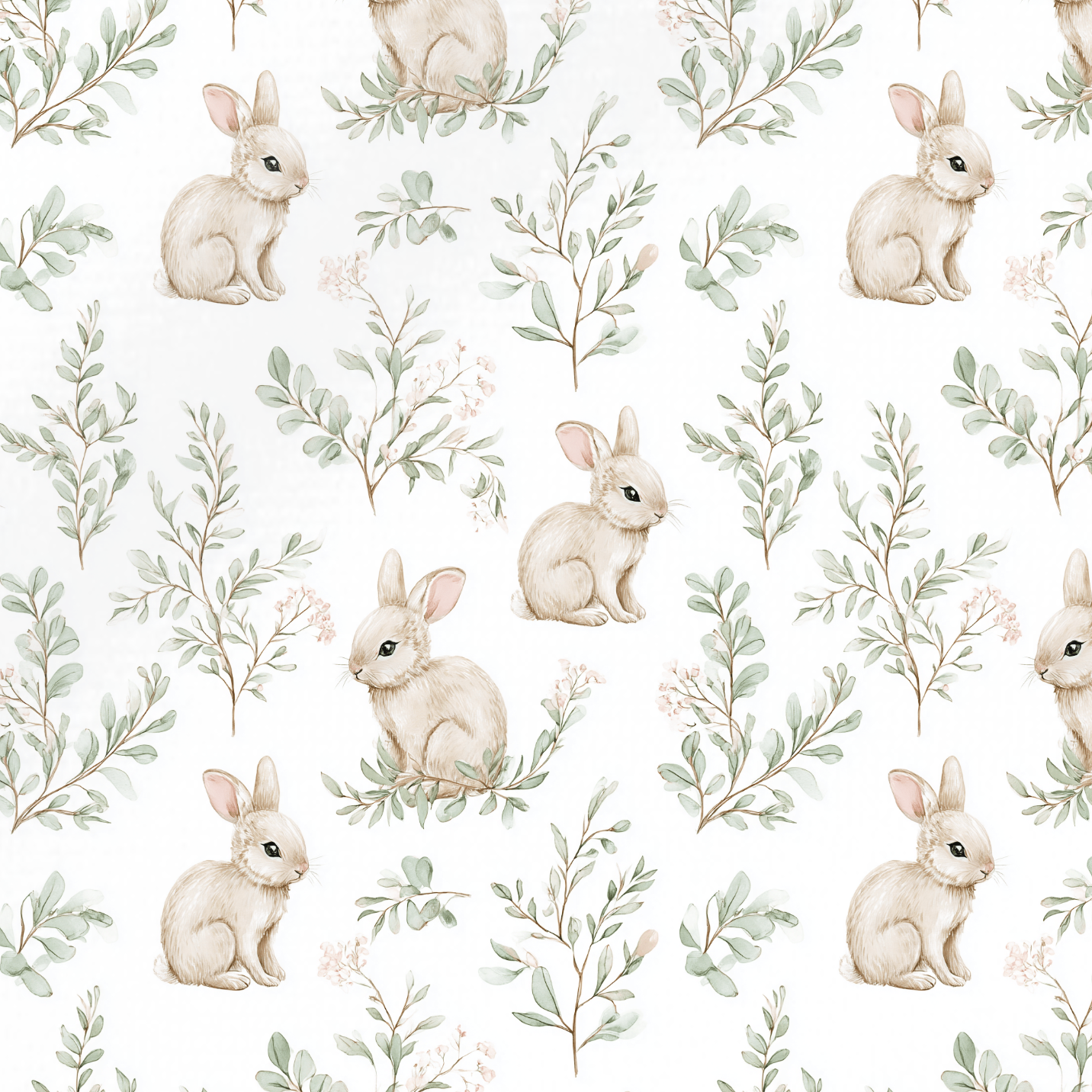 Tissu Imprimé Lapin Et Feuilles, 11 tissus au choix