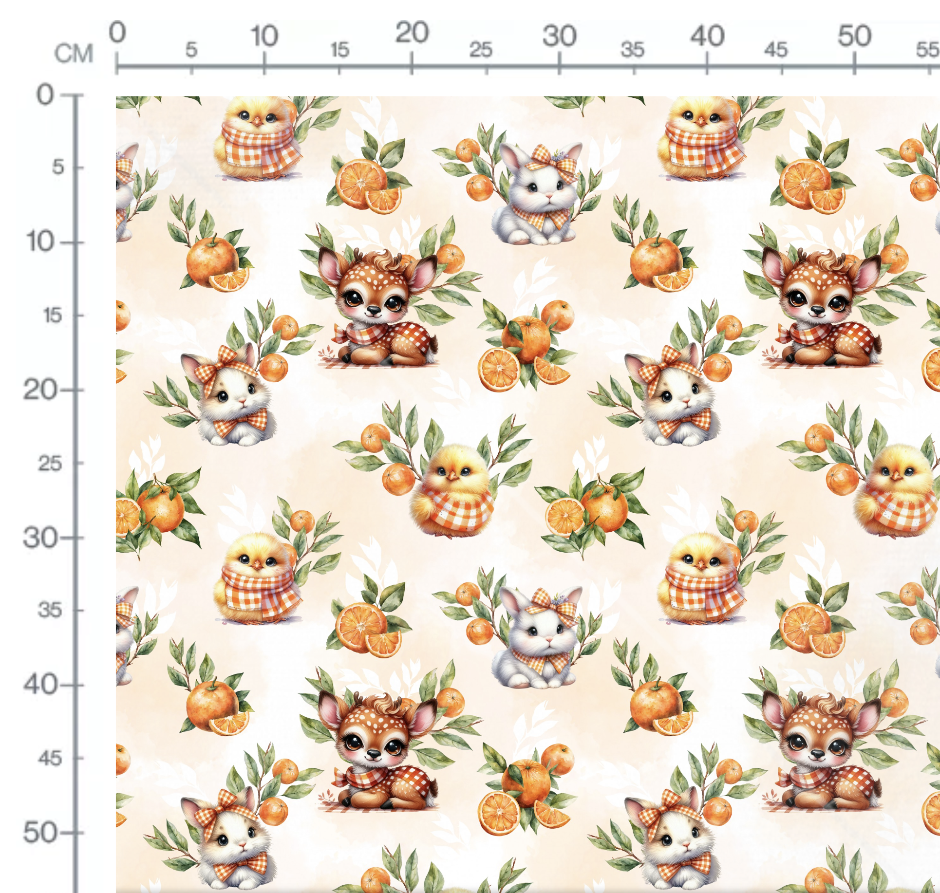 Tissu Imprimé Biche Lapin Poussin Orange, 11 tissus au choix – Image 2