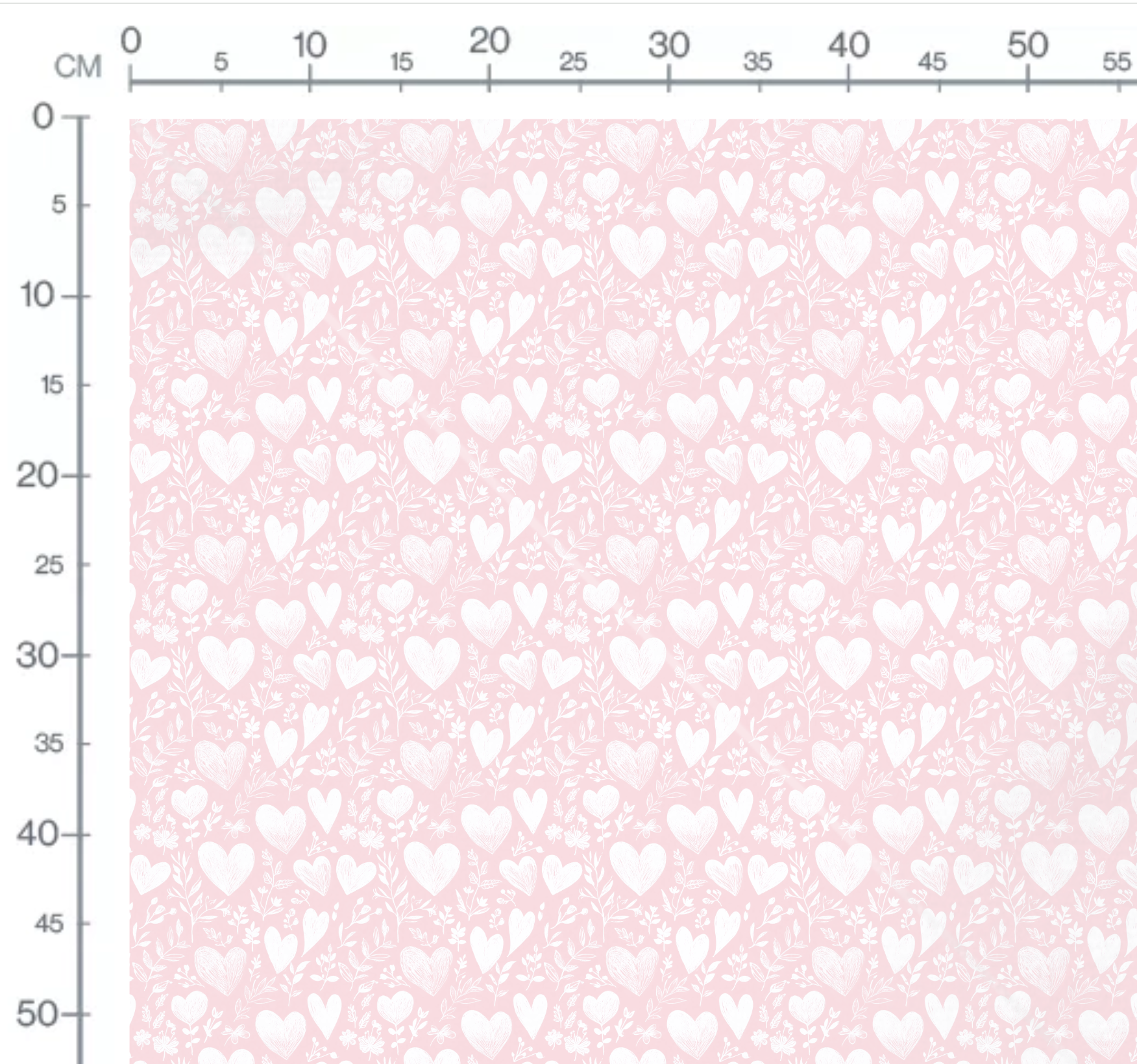 Tissu Imprimé Coeurs Feuilles Blanc Rose, 11 tissus au choix – Image 2