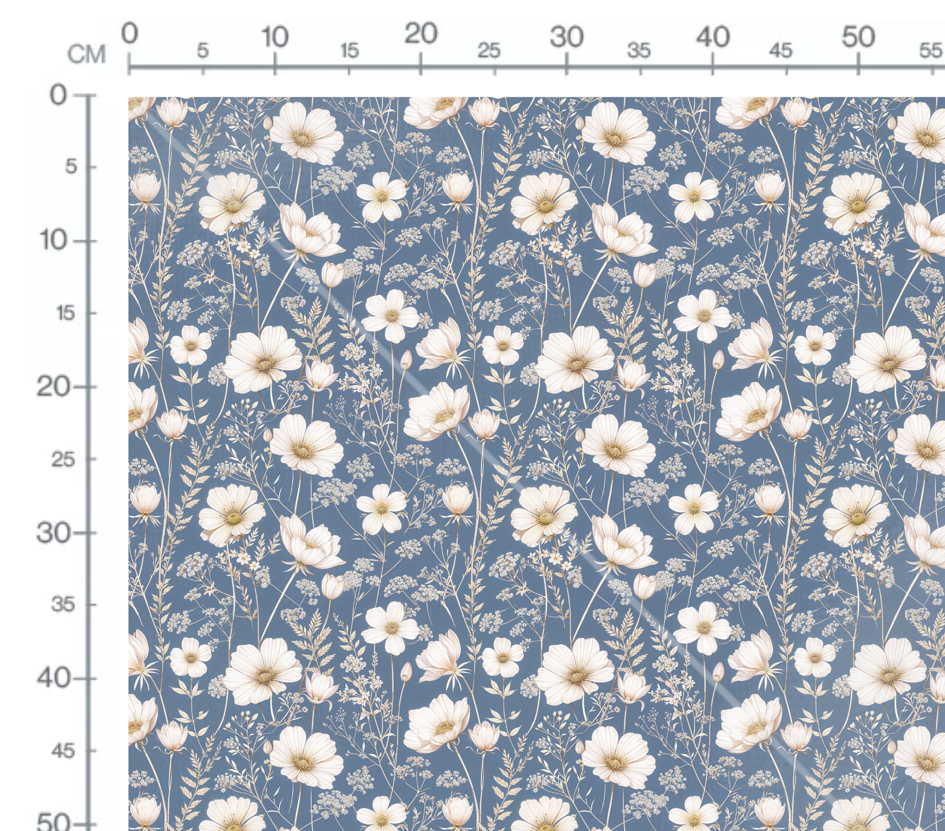 Tissu Fleurs Delicatesse Bleu Jean, 11 tissus au choix – Image 2