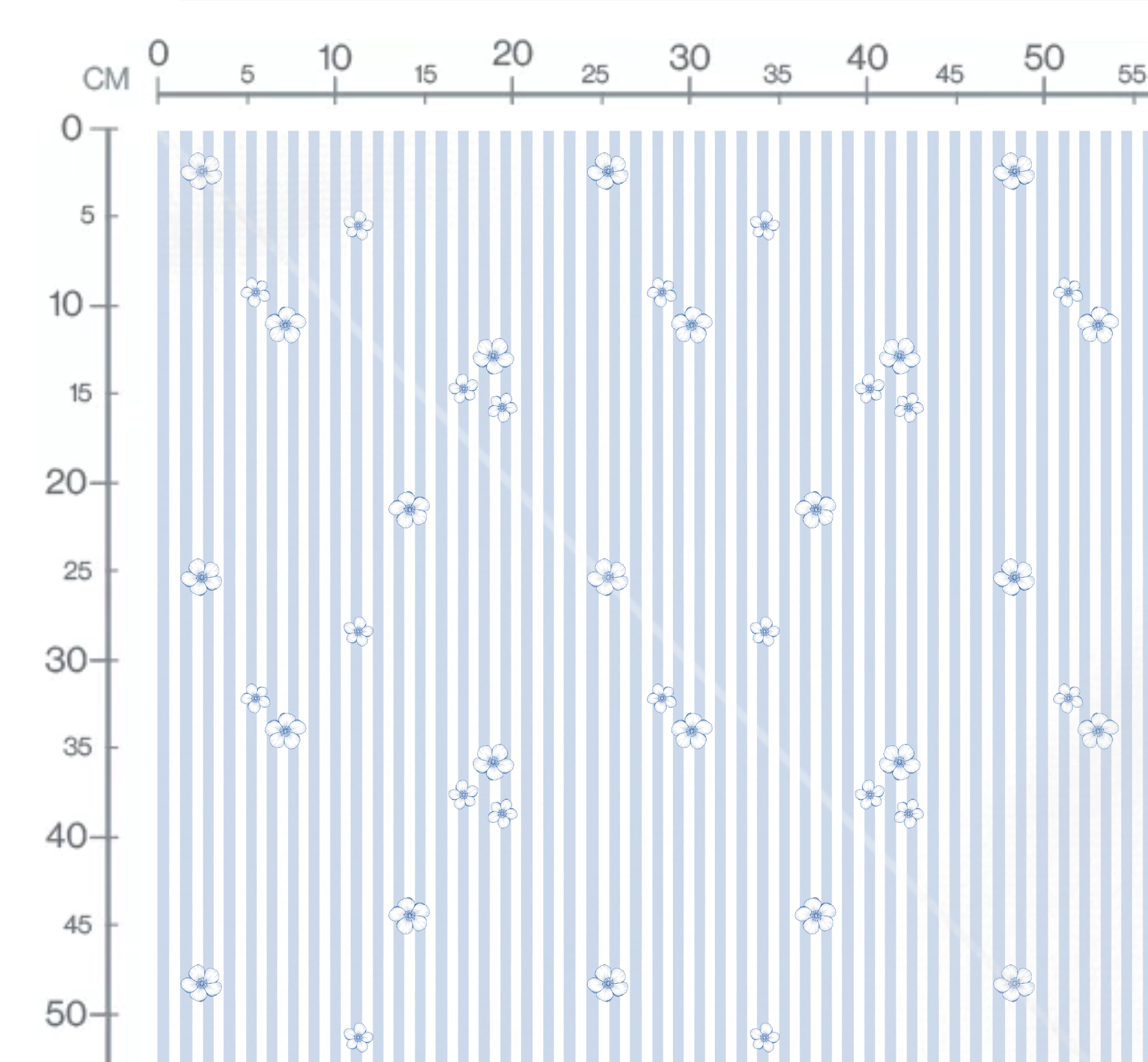 Tissu Fleurs Délicates Rayures Bleu, 11 tissus au choix – Image 2