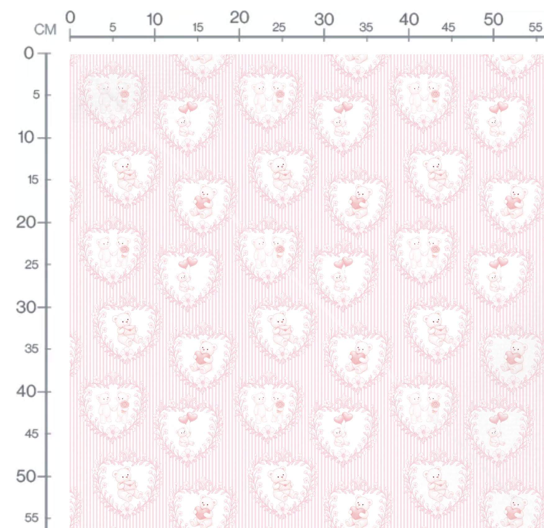 Tissu Imprimé Ourson Amour Coeur Rayures, 11 tissus au choix – Image 2