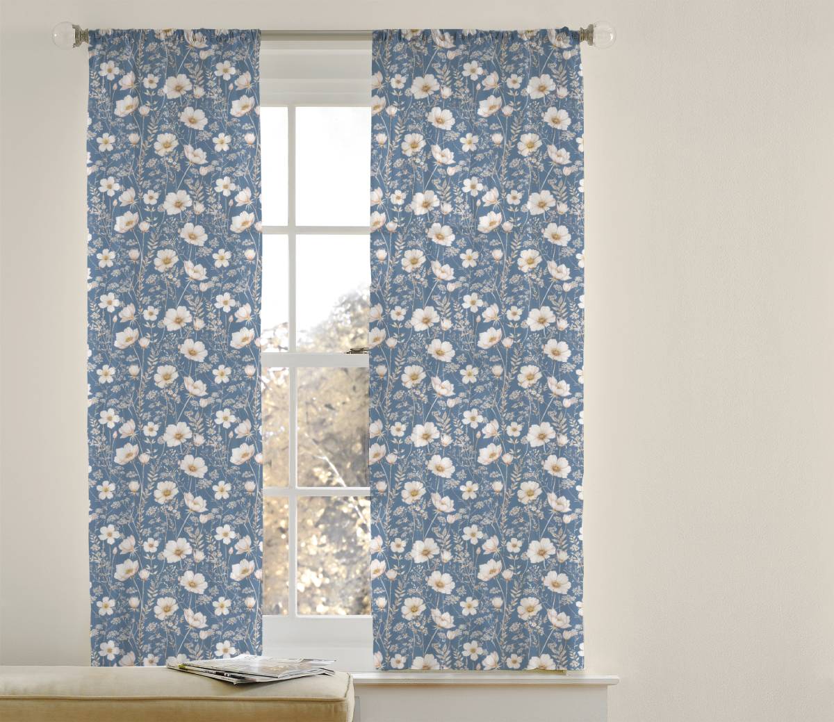 Tissu Fleurs Delicatesse Bleu Jean, 11 tissus au choix – Image 3