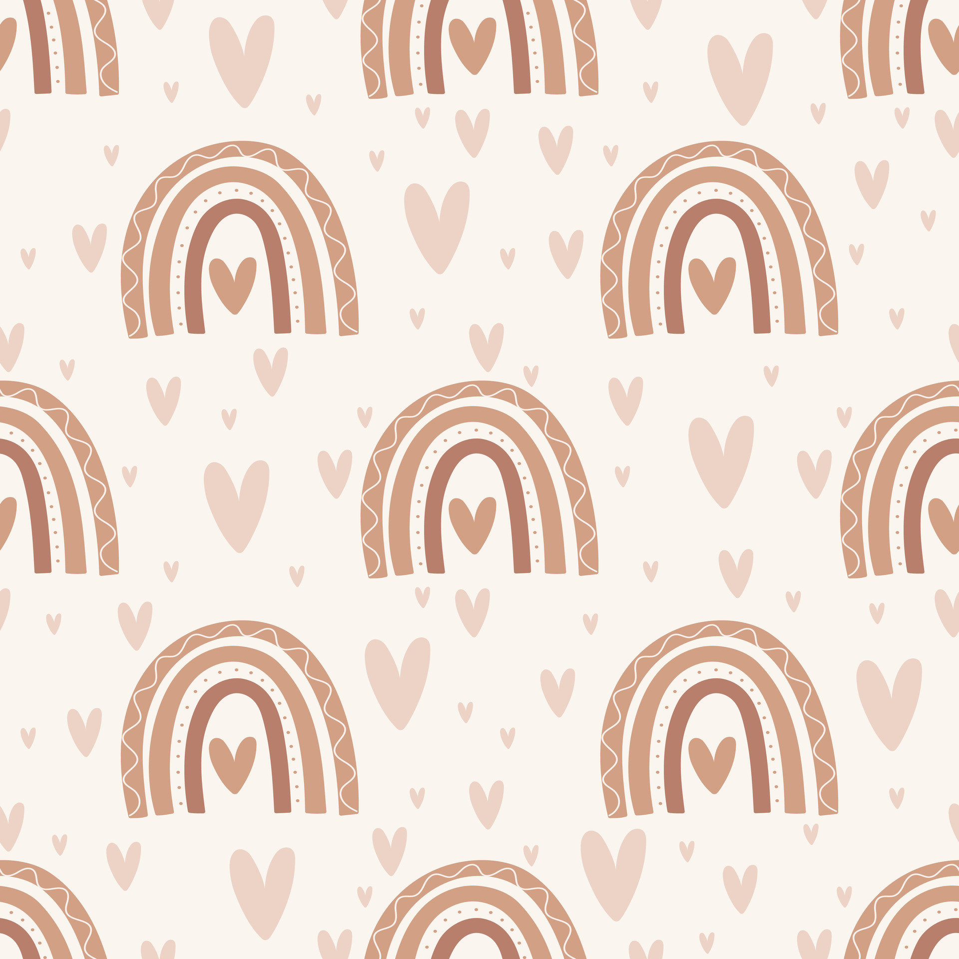 Tissu Imprimé Arc-en-ciel Beige Coeur, 11 tissus au choix