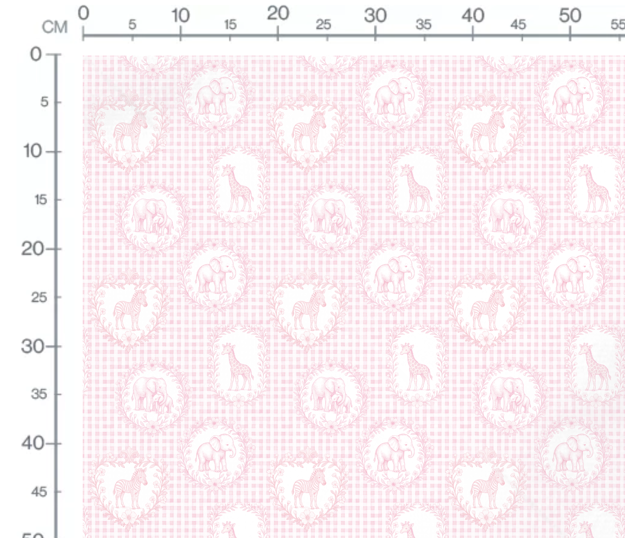 Tissu Inspiration Toile de Jouy Safari Vichy Rose, 11 tissus au choix – Image 2