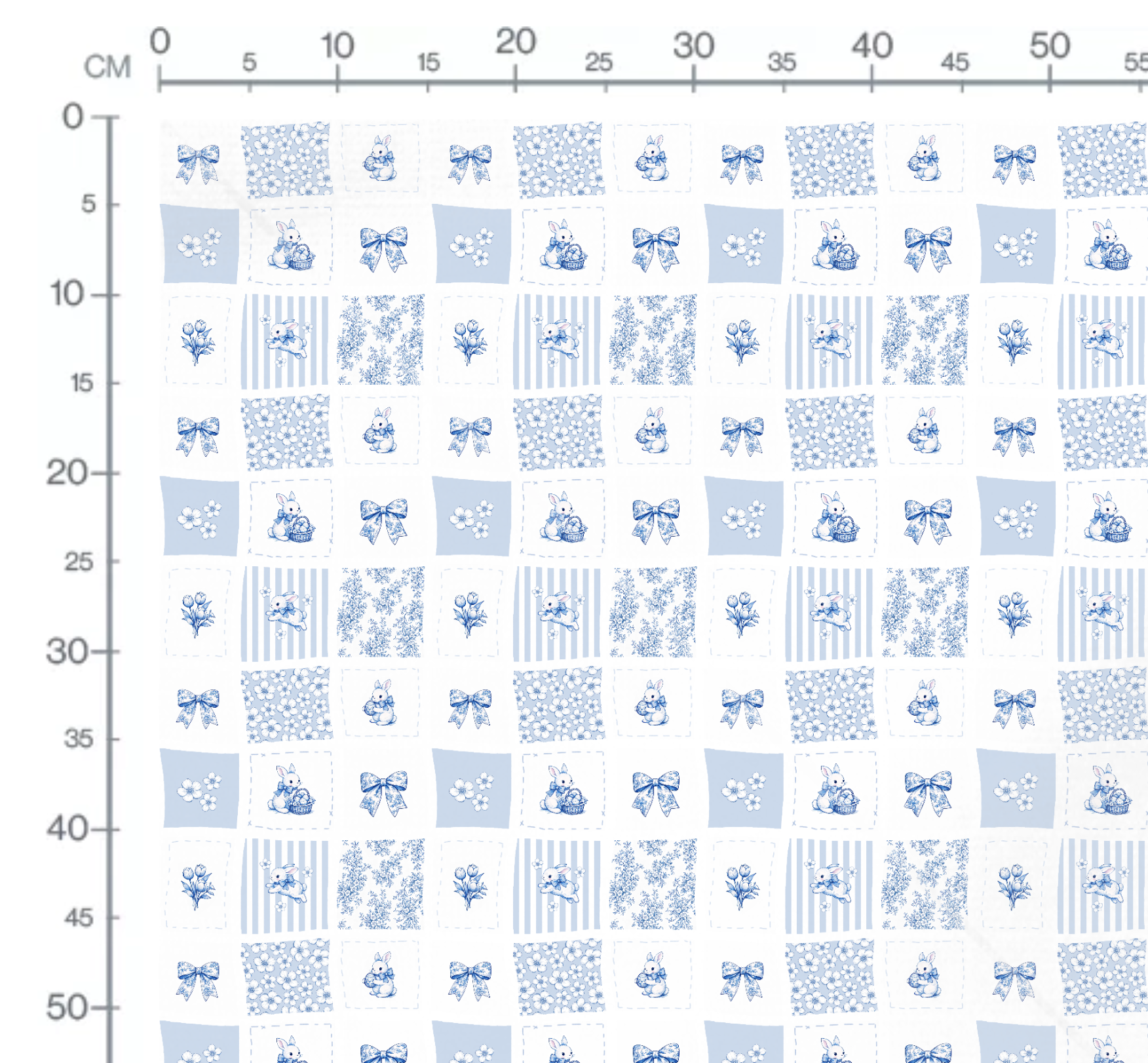 Tissu Imprimé Lapin de Paques Patchwork Bleu, 11 tissus au choix – Image 2