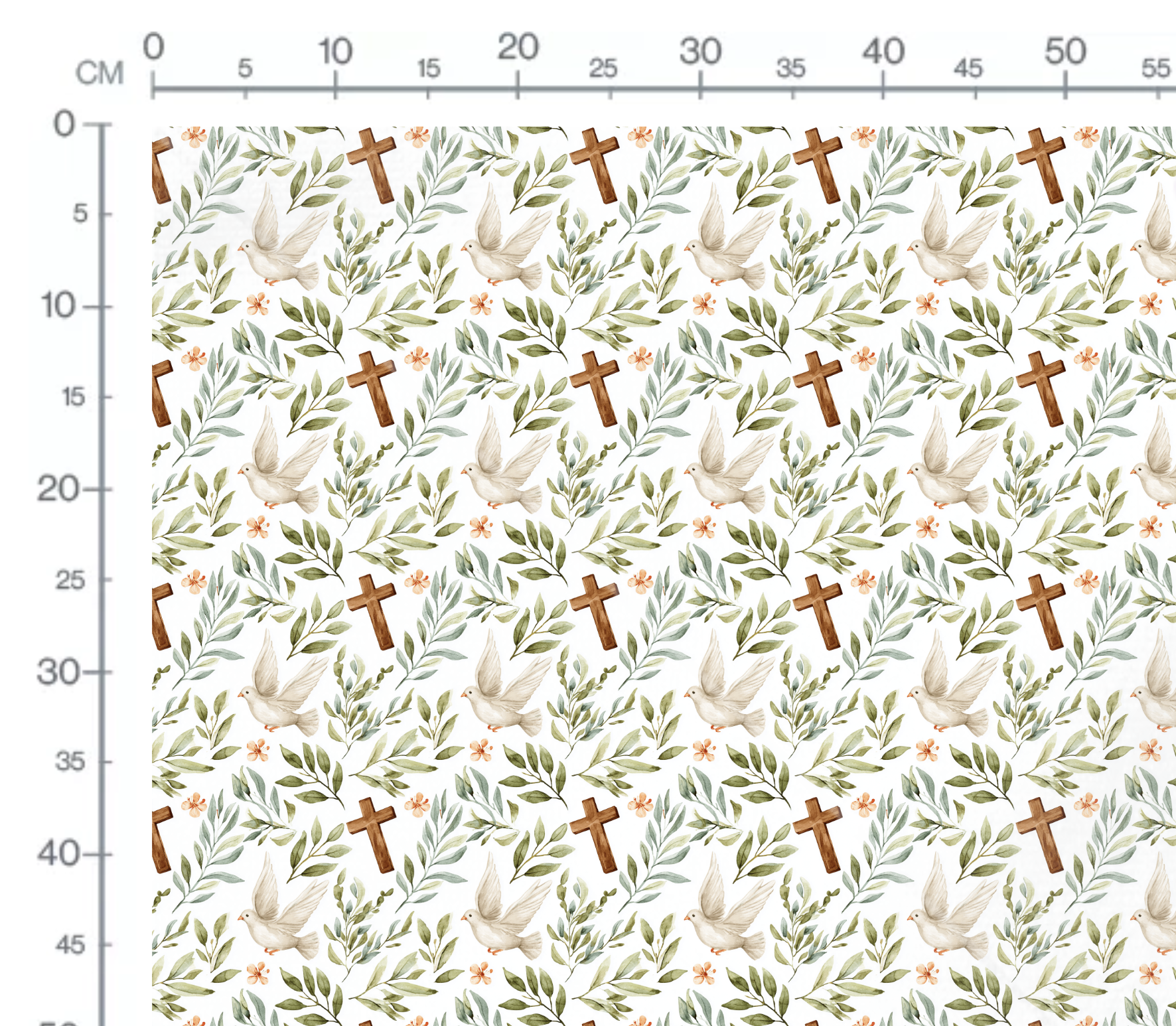 Tissu Imprimé Baptême Colombe Feuilles, 10 tissus au choix – Image 2