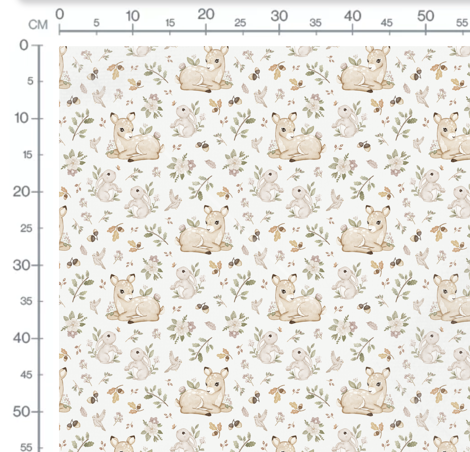 Tissu Imprimé Faon Lapin Mignon Crème, 11 tissus au choix – Image 2