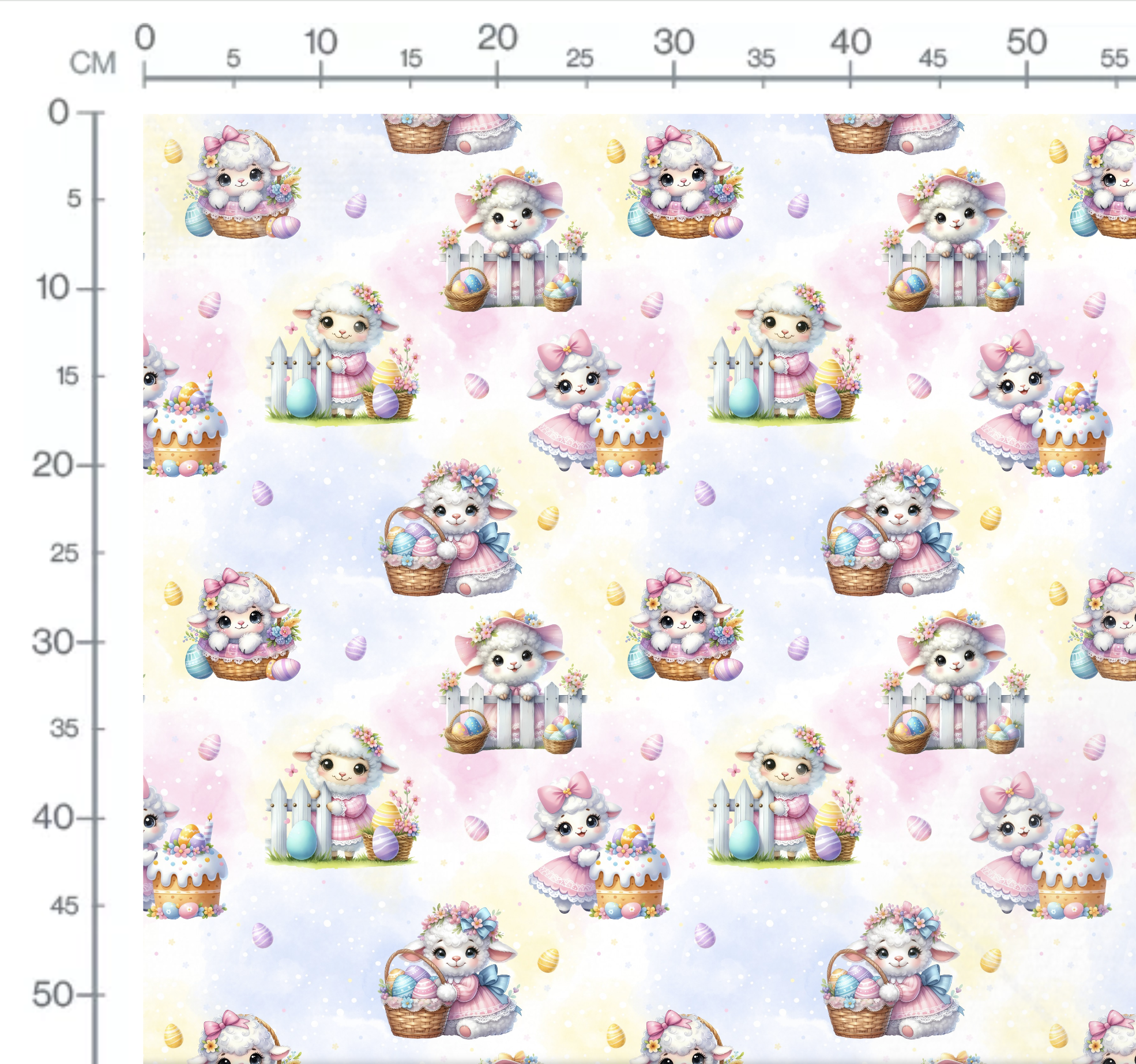 Tissu Imprimé Paques Agneau Mignon Pastel, 11 tissus au choix – Image 3