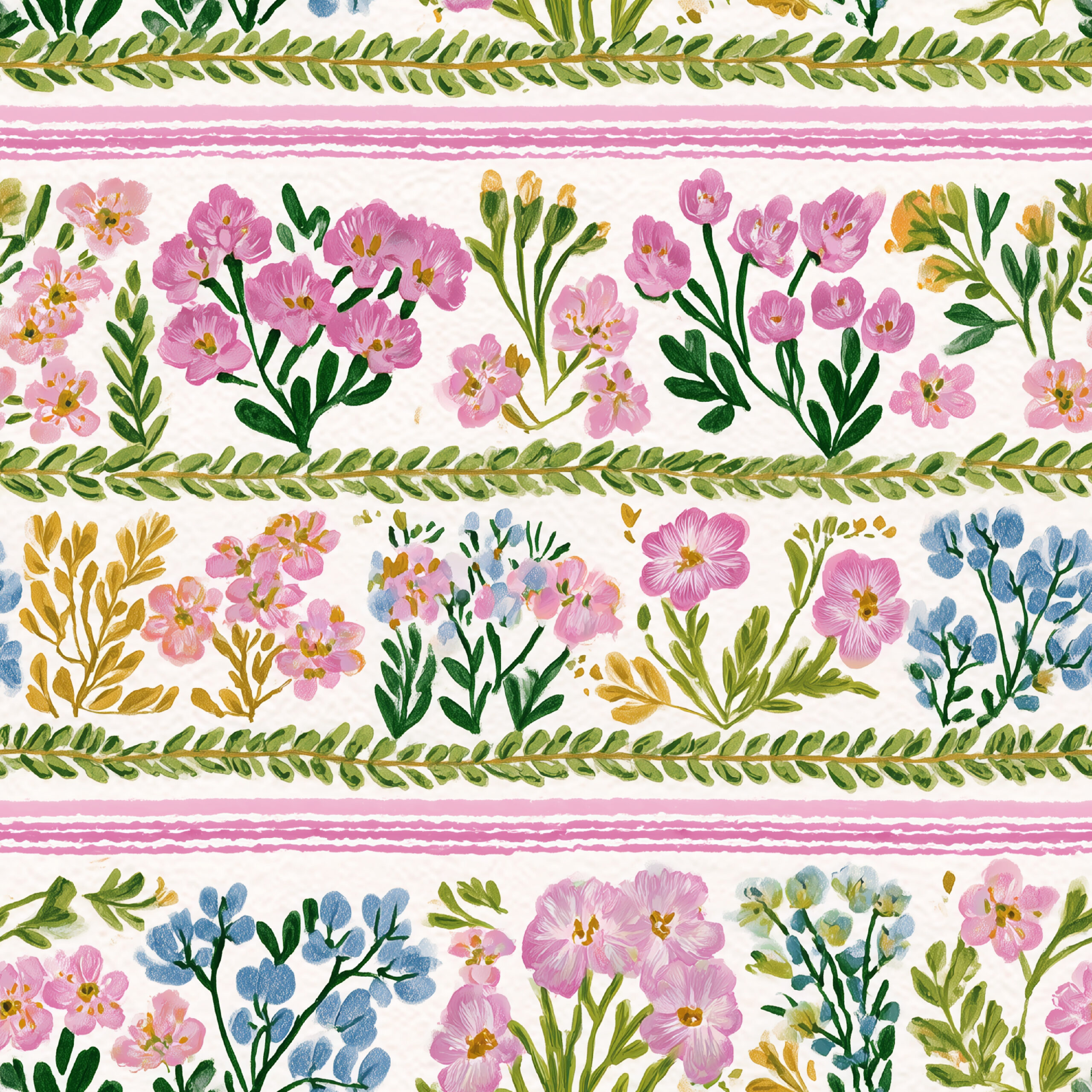 Tissu Imprimé Fleurs Aquarelle Rayures Beauté, 11 tissus au choix