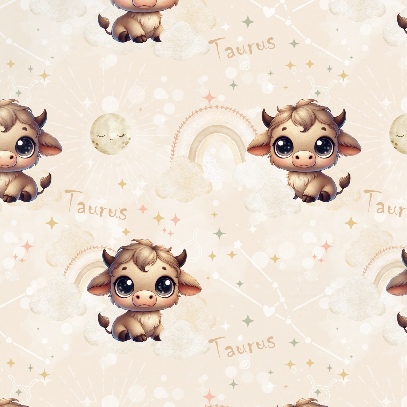 Tissu Imprimé Astro Mignon Taureau, 11 tissus au choix