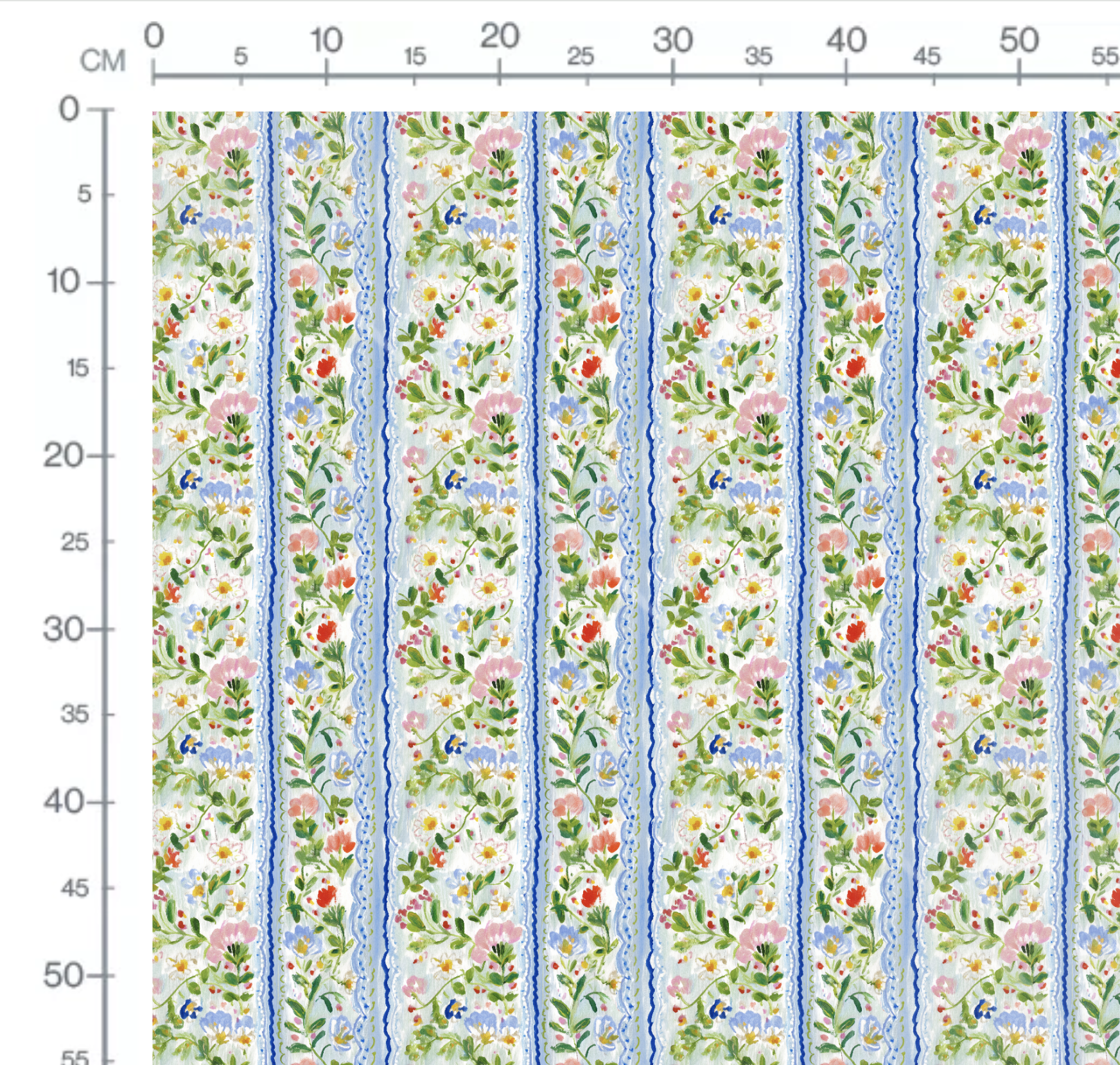 Tissu Imprimé Fleurs Aquarelle Rayures Bleu, 11 tissus au choix – Image 2