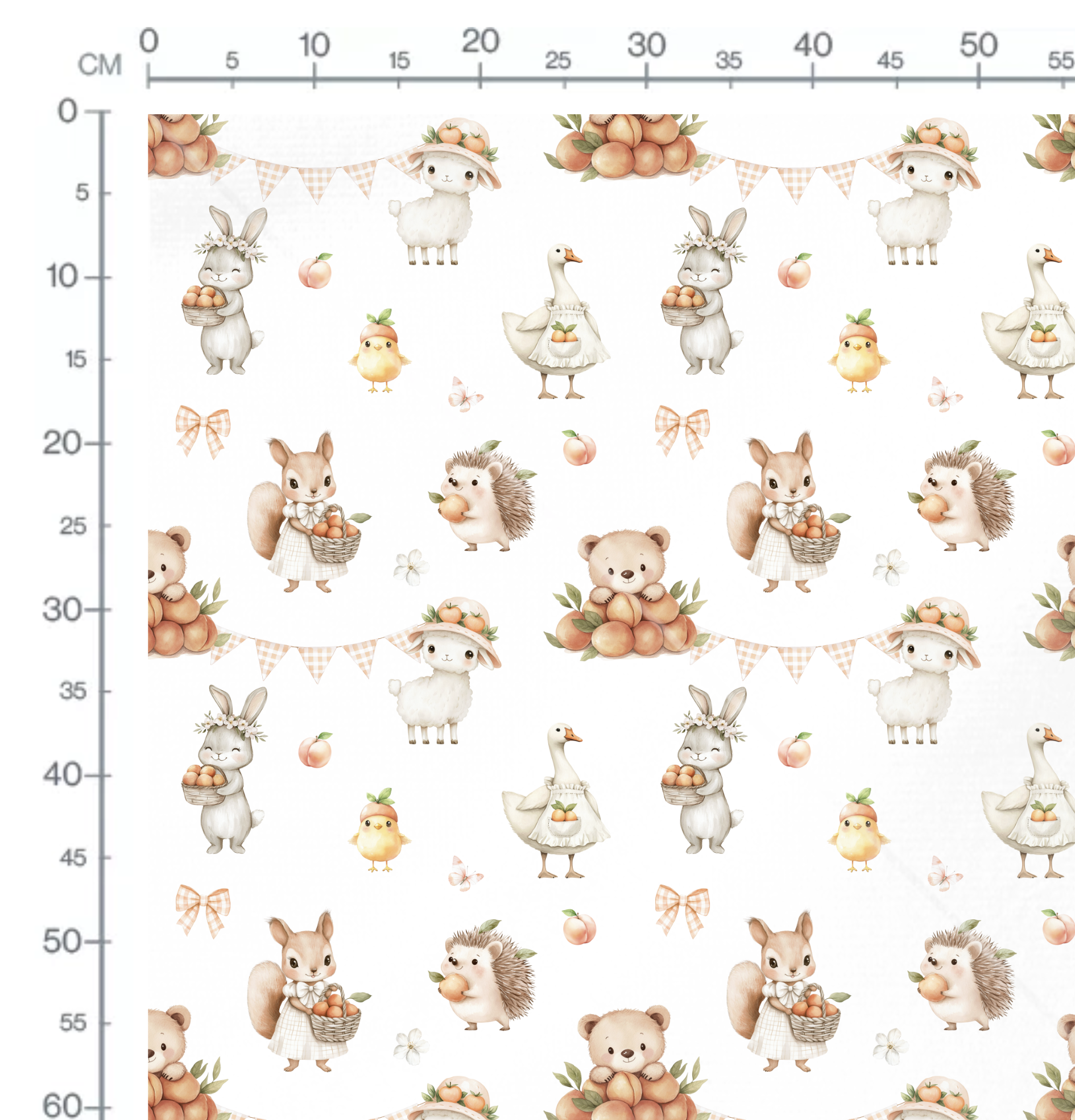 Tissu Exclusif Animaux Pêche Printemps Blanc, 11 tissus au choix – Image 2