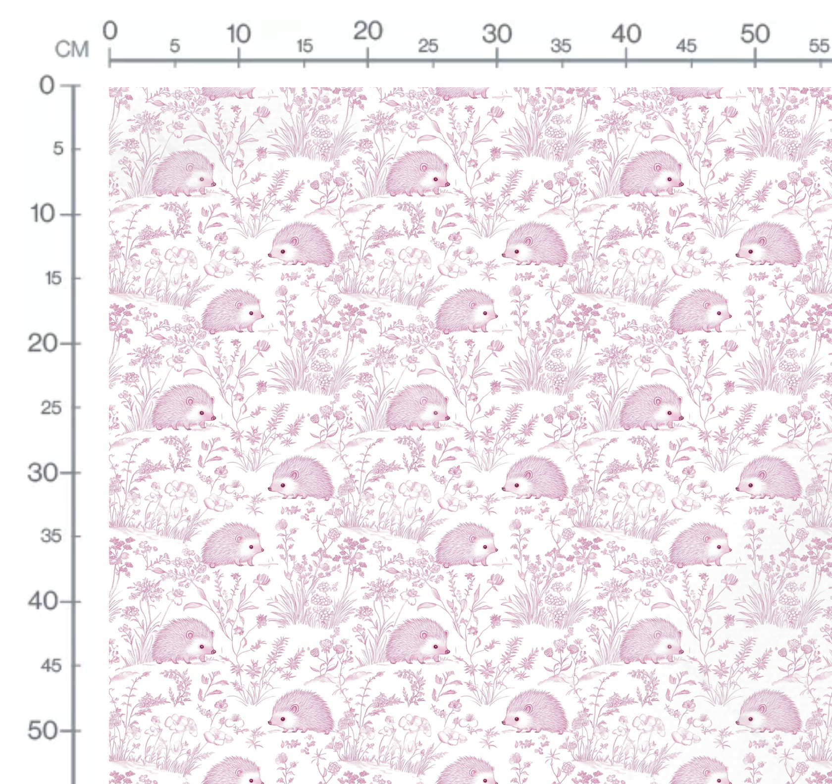 Tissu Inspiration Toile de Jouy Hérisson Rose, 11 tissus au choix – Image 2