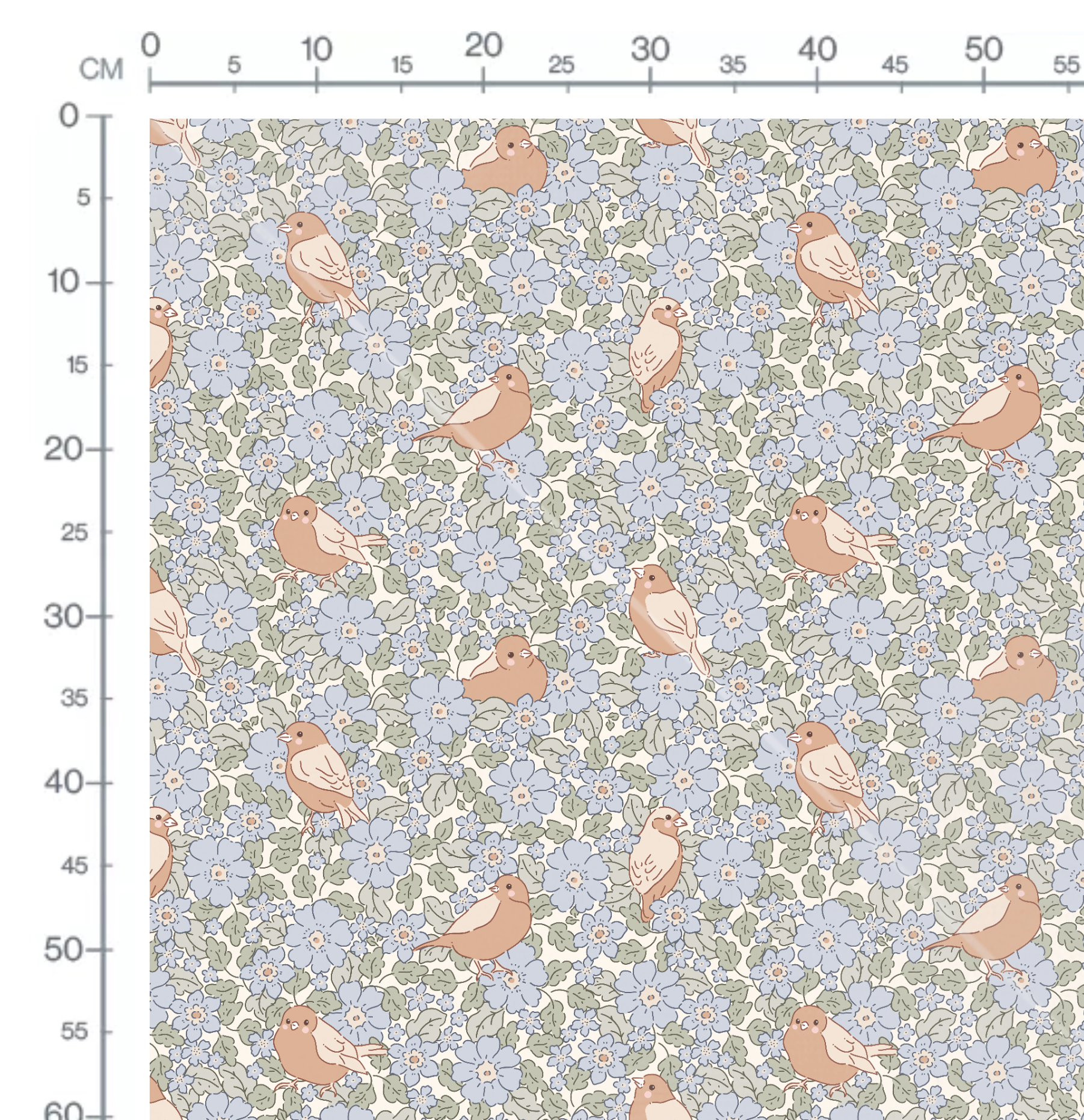 Tissu Imprimé Oiseau Fleurs Bleues Printemps, 11 tissus au choix – Image 2