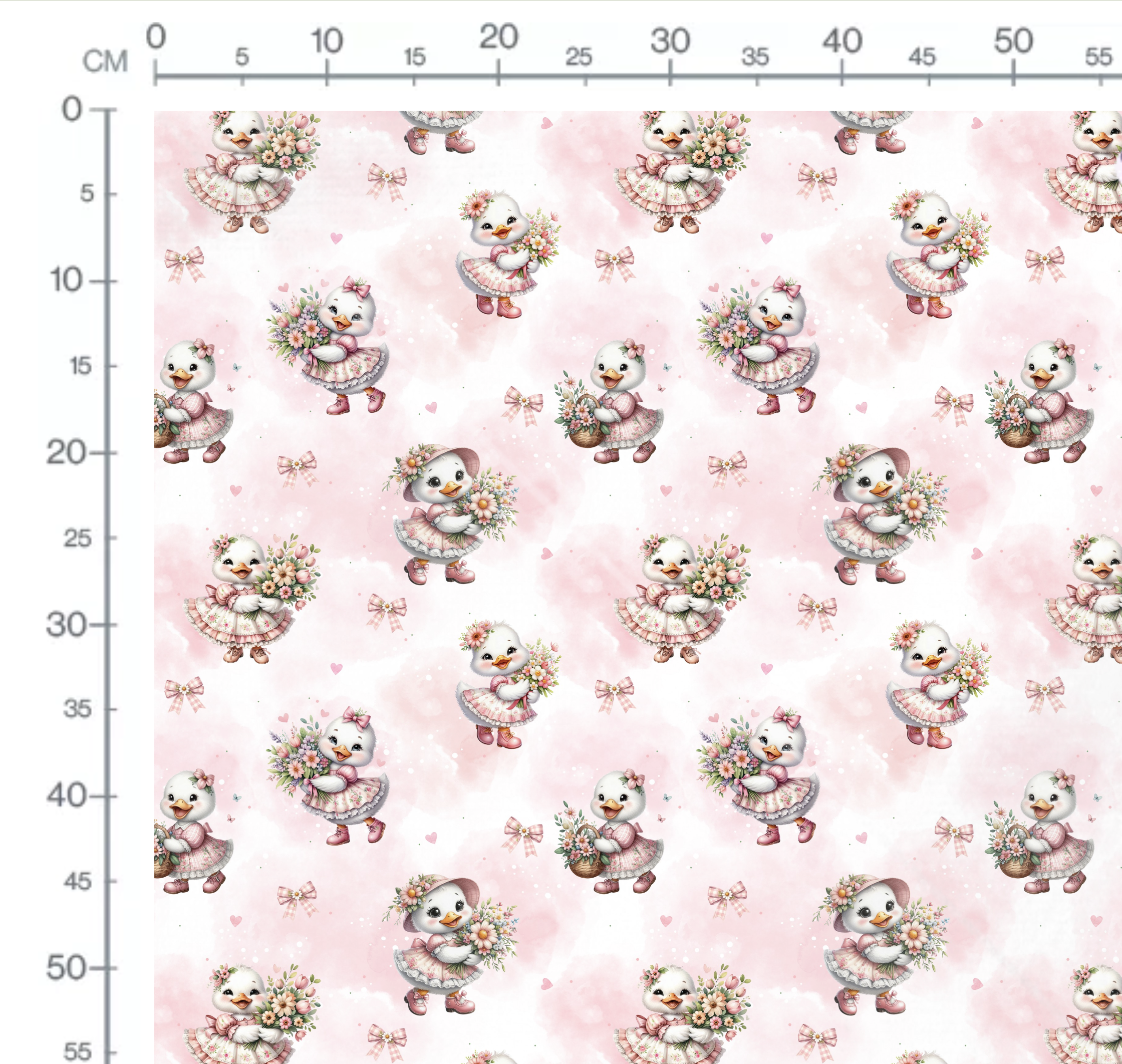 Tissu Imprimé Canard Fleurs Coeurs, 11 tissus au choix – Image 2