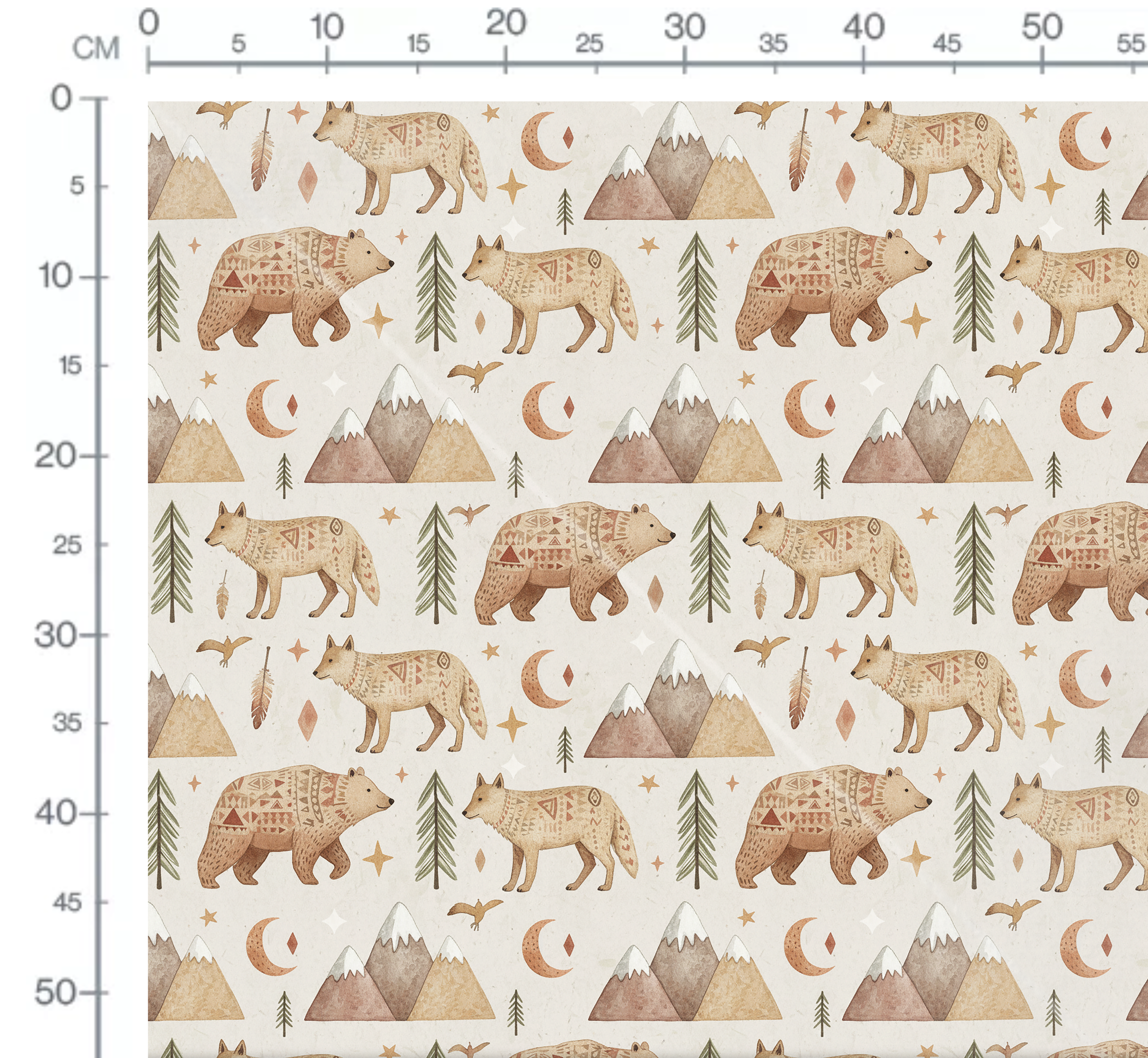 Tissu imprimé Loup Ours Foret, 11 tissus au choix – Image 3