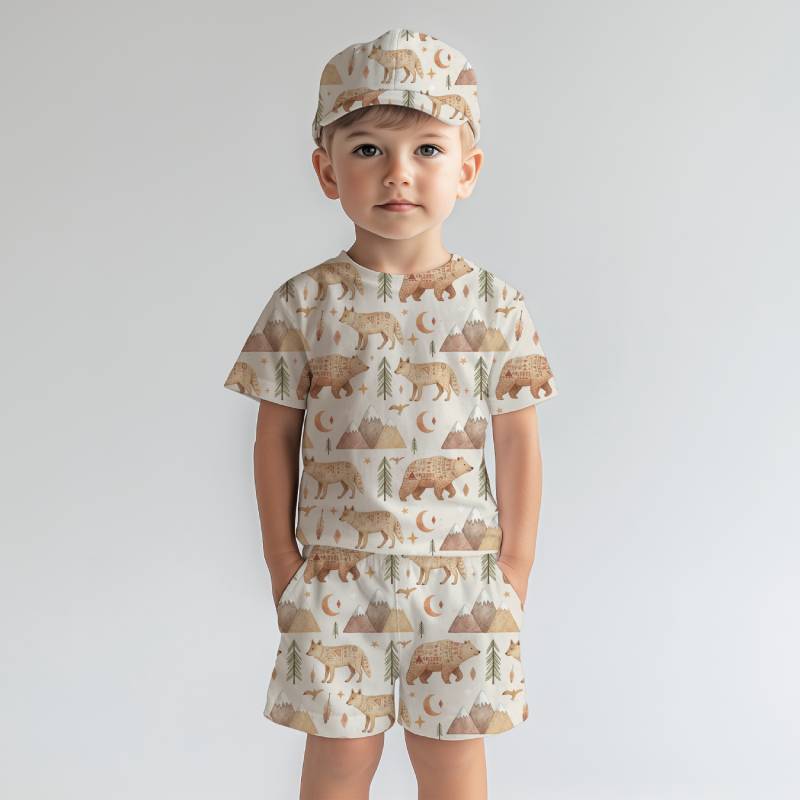 Tissu imprimé Loup Ours Foret, 11 tissus au choix – Image 2