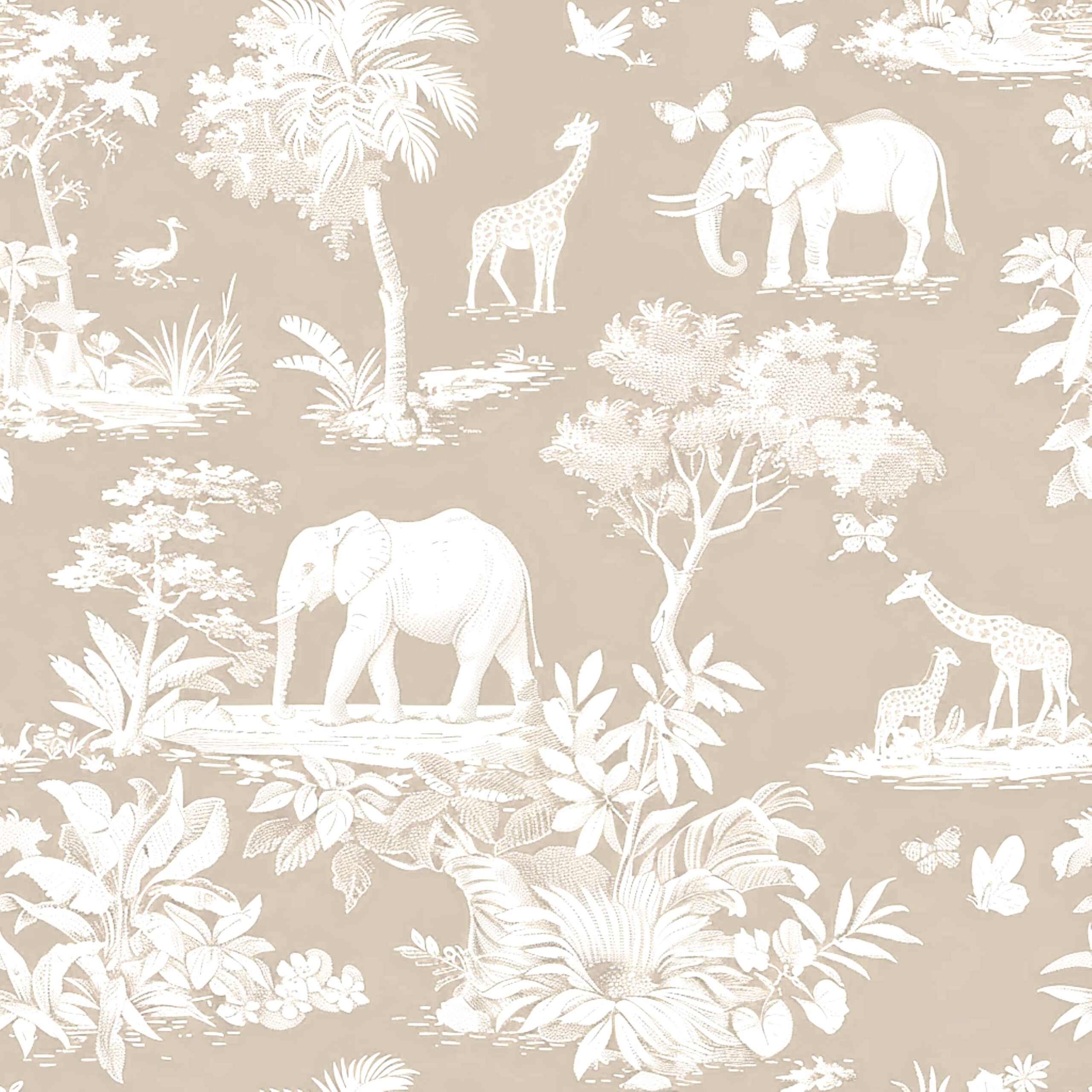 Tissu Inspiration Toile de Jouy Savane Beige, 11 tissus au choix