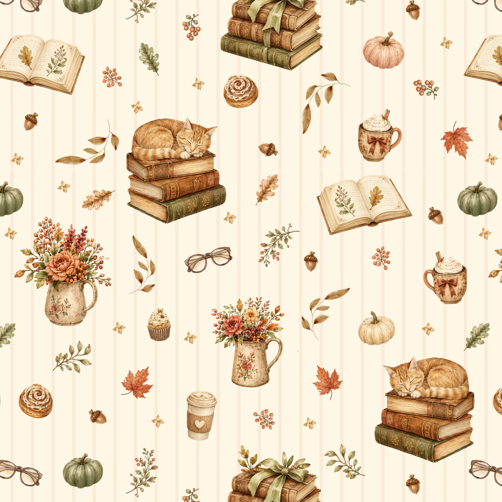 Tissu Exclusif Automne Vintage Livres, 11 tissus au choix