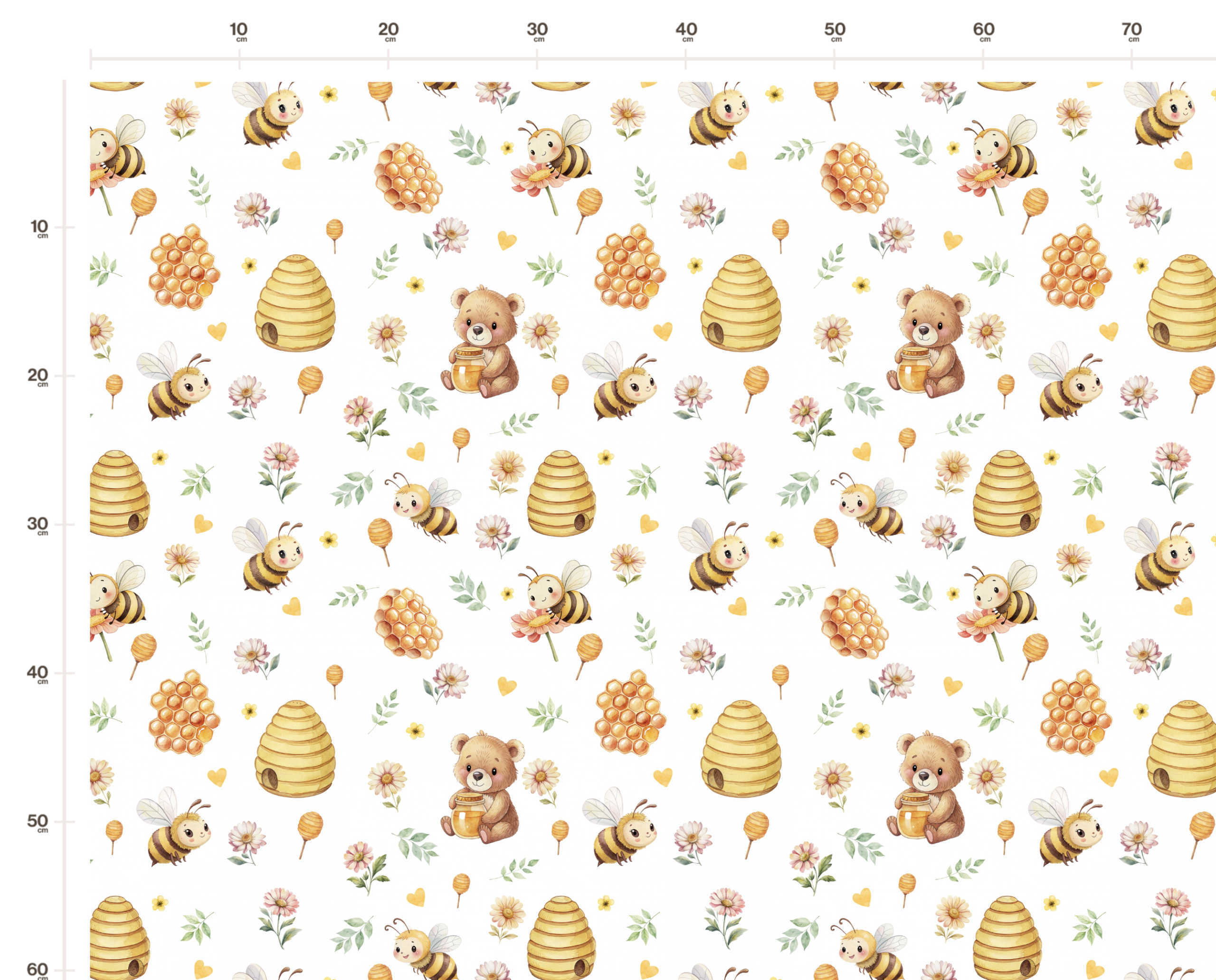 Tissu Imprimé Abeille Ourson Fleurs, 10 tissus au choix – Image 2