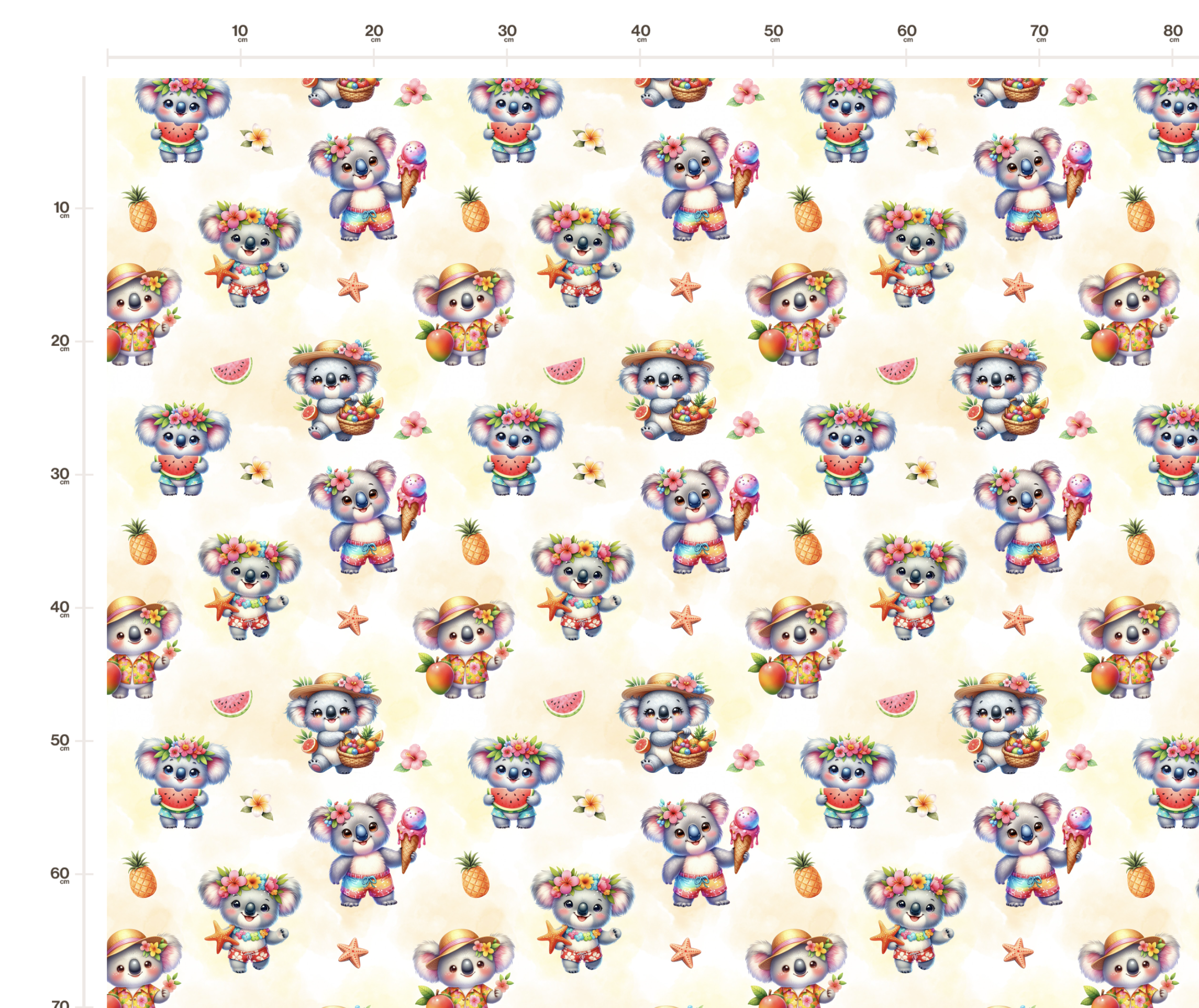 Tissu Imprimé Koala Fruits Vacances, 11 tissus au choix – Image 2