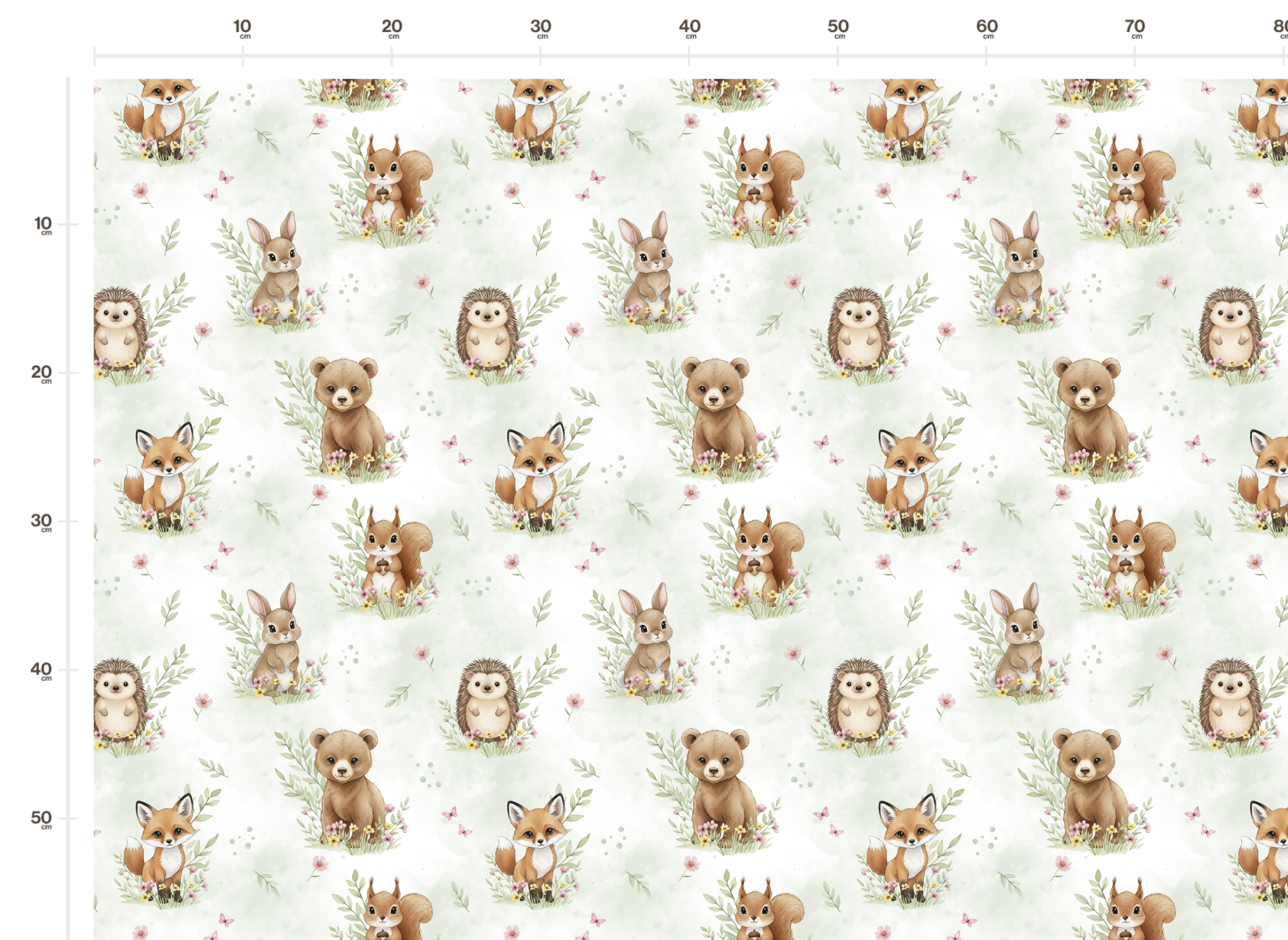 Tissu Imprimé Animaux Forêt Vert Aquarelle, 11 tissus au choix – Image 2