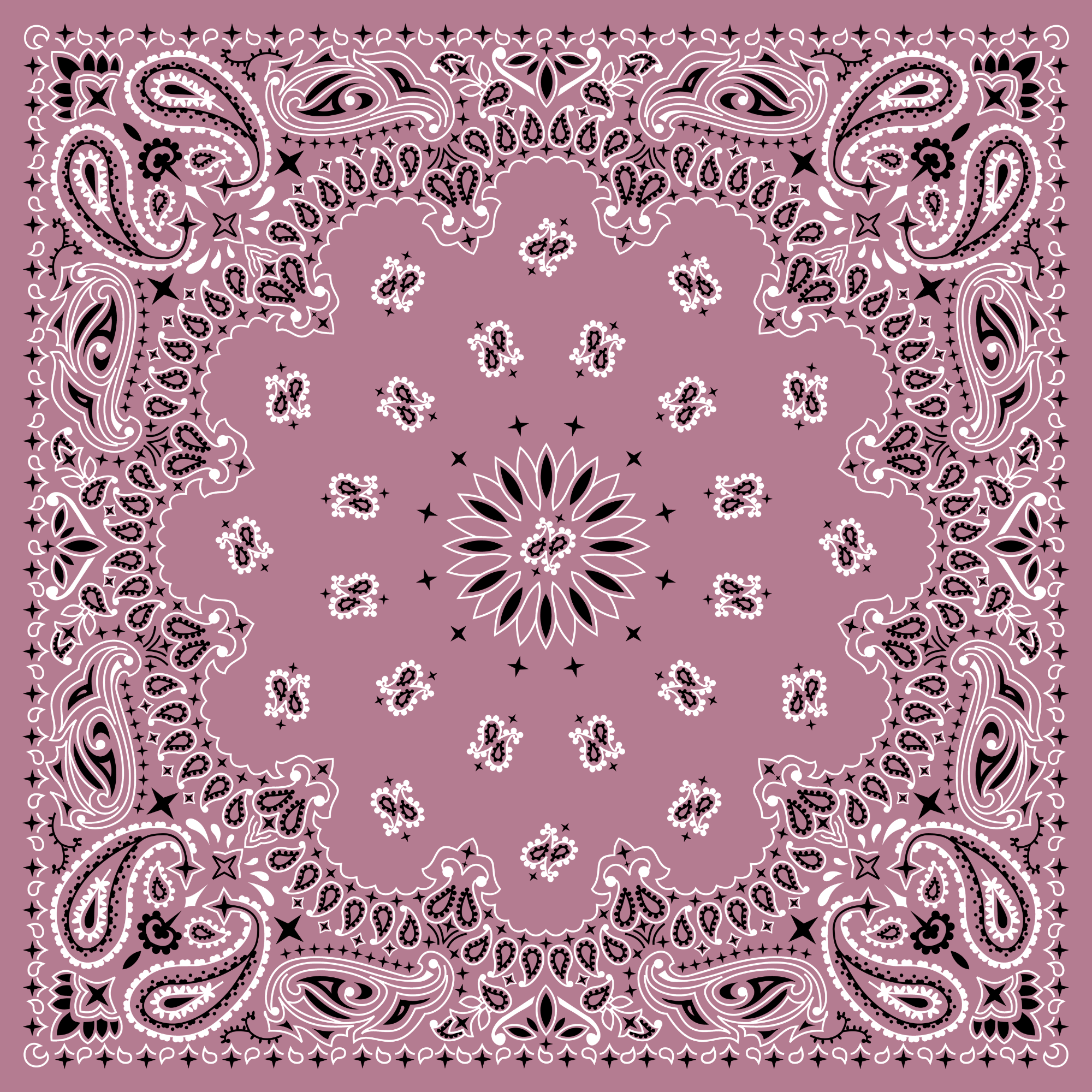 Tissu Imprimé Bandana Paisley 18B Vieux Rose, 11 tissus au choix