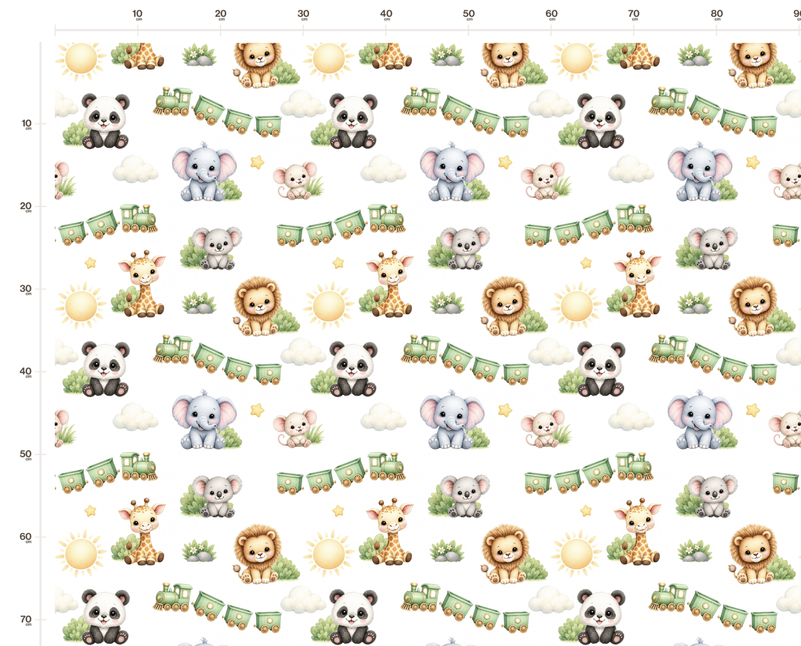 Tissu Imprimé Animaux Jungle Train, 10 tissus au choix – Image 2
