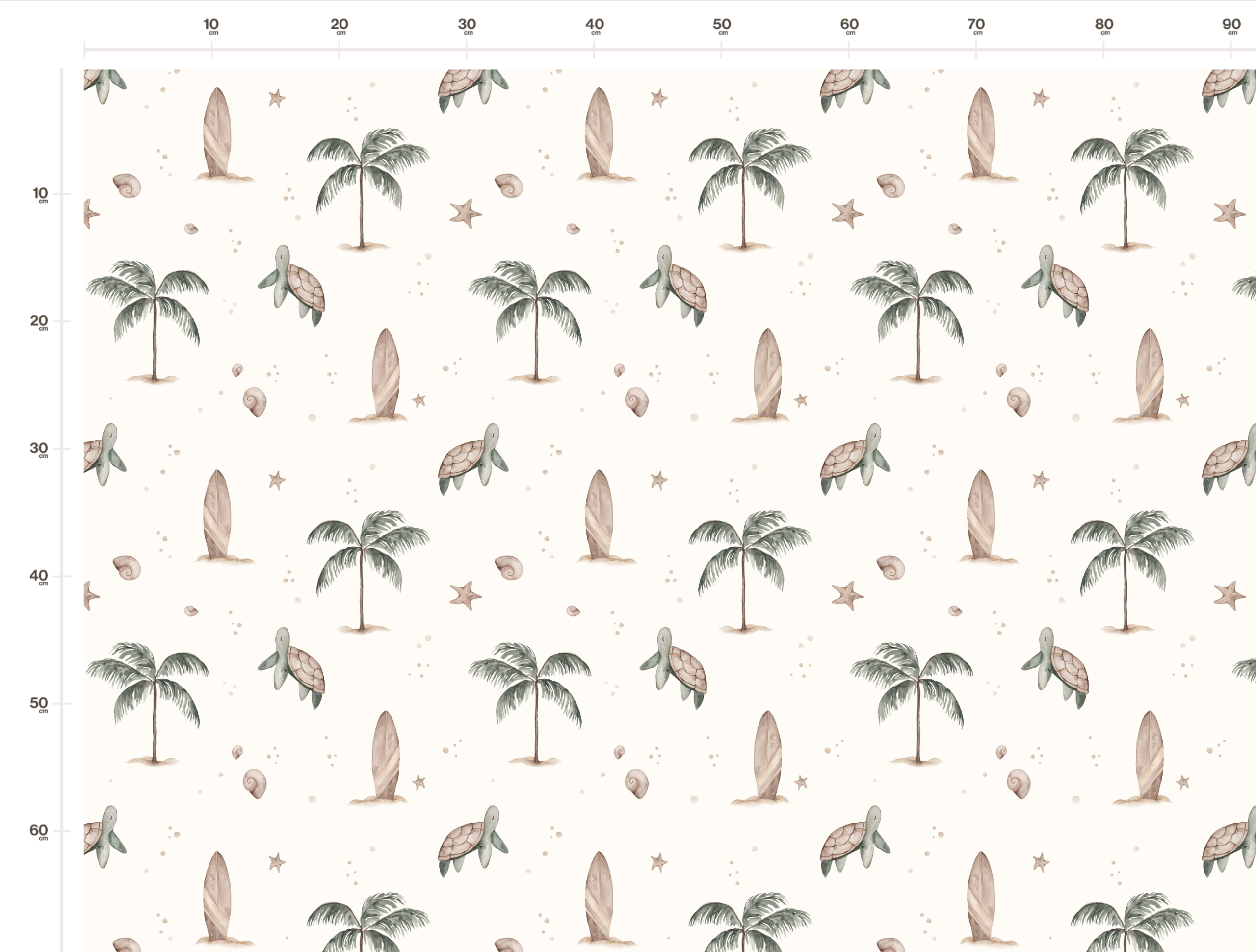 Tissu Imprimé Tortue Palmier Surf, 11 tissus au choix – Image 2