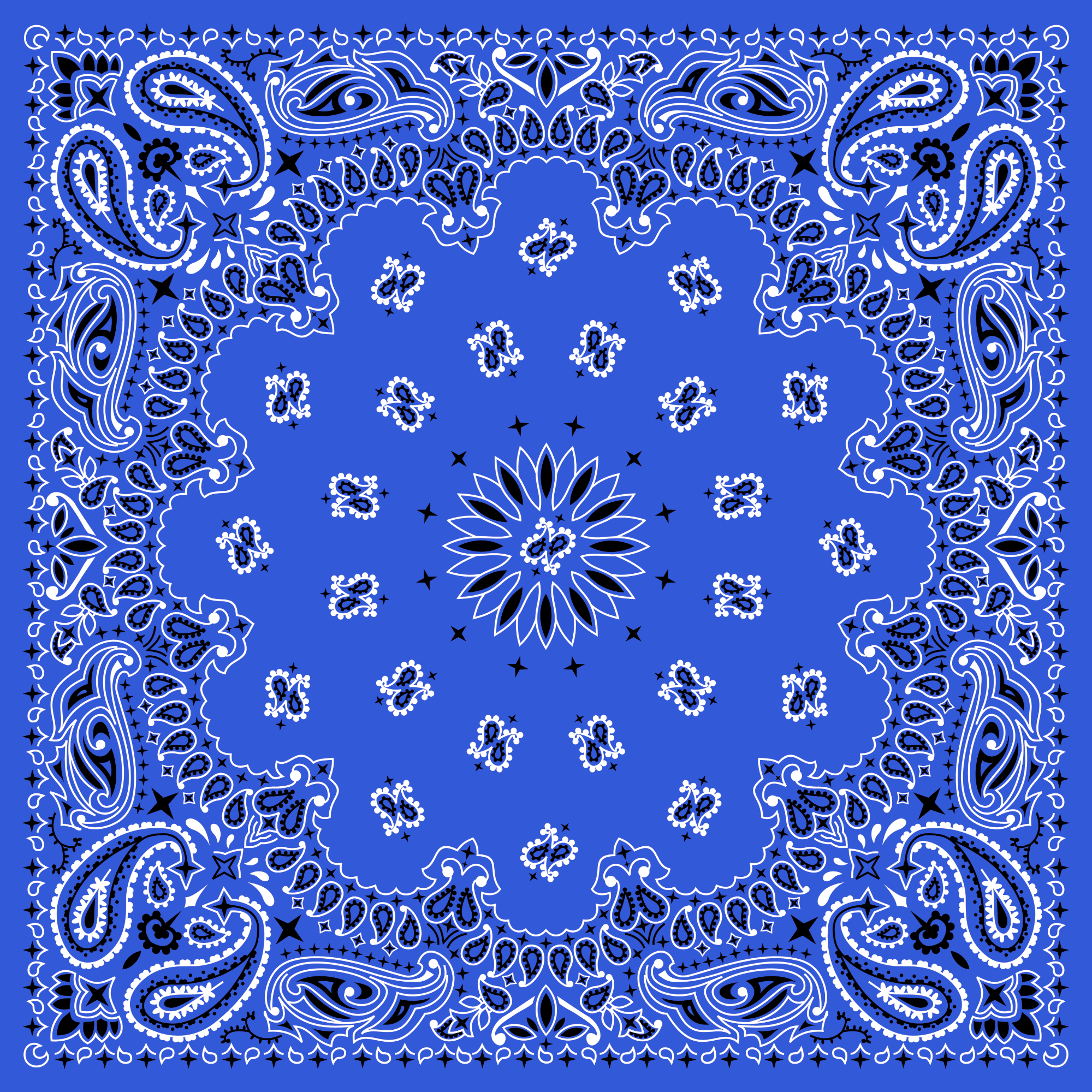 Tissu Imprimé Bandana Paisley 69A Bleu Electrique, 11 tissus au choix