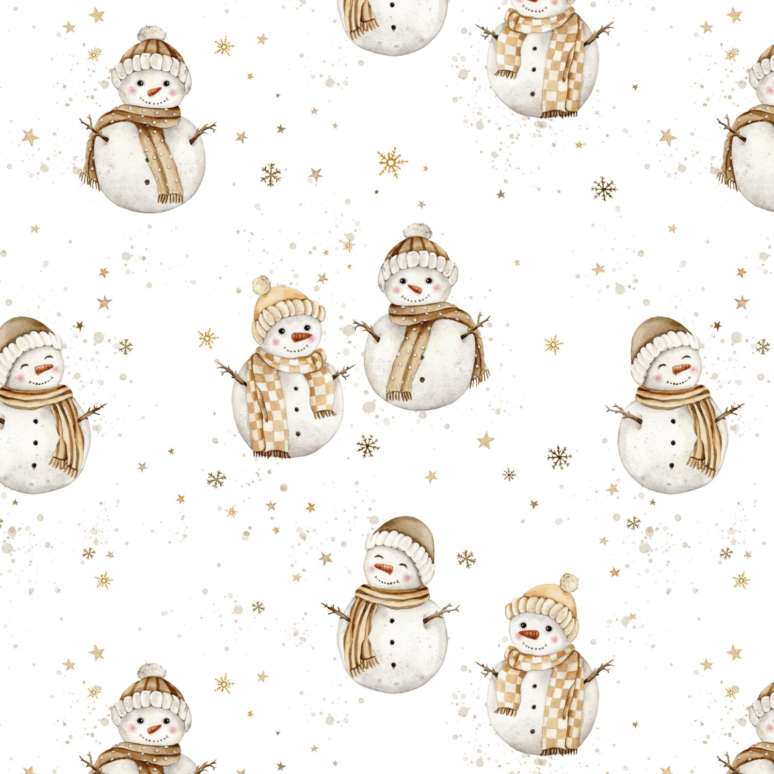 Tissu Imprimé Hiver Bonhomme Étoiles, 10 tissus au choix