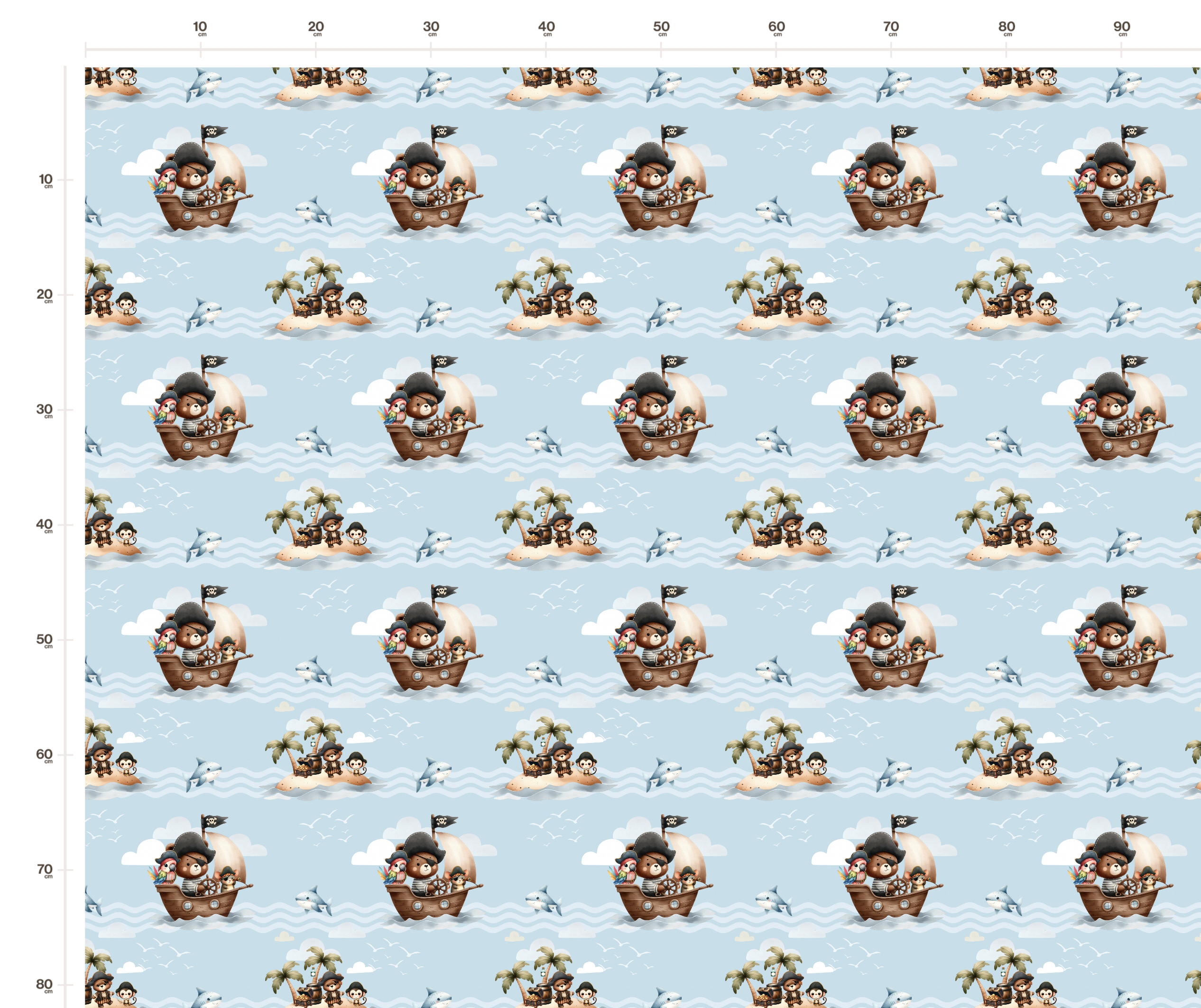 Tissu Imprimé Pirates Ourson Bateau, 11 tissus au choix – Image 2