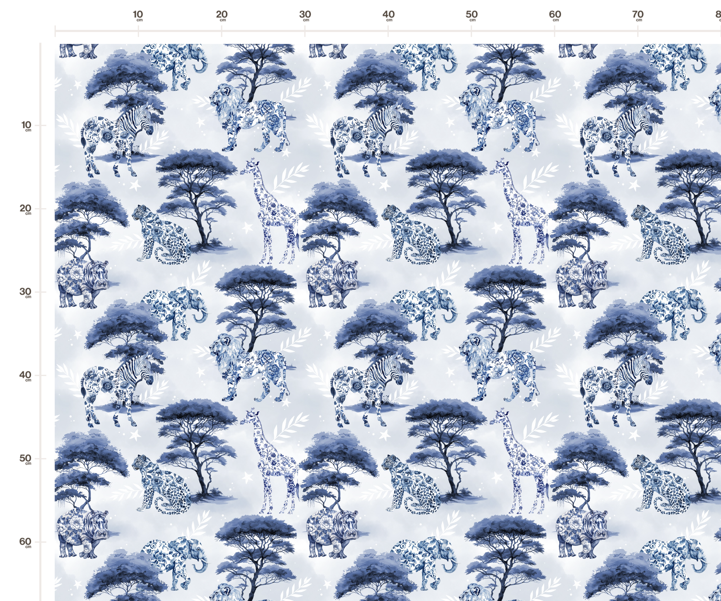 Tissu Imprimé Jungle Bleu Toile, 10 tissus au choix – Image 2